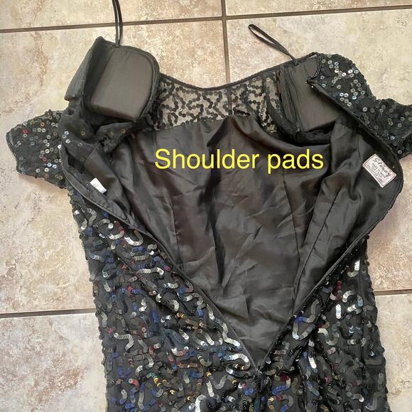 Stenay Silk Vintage Sequin Black Short Dress size 10 - Picture 11 of 15